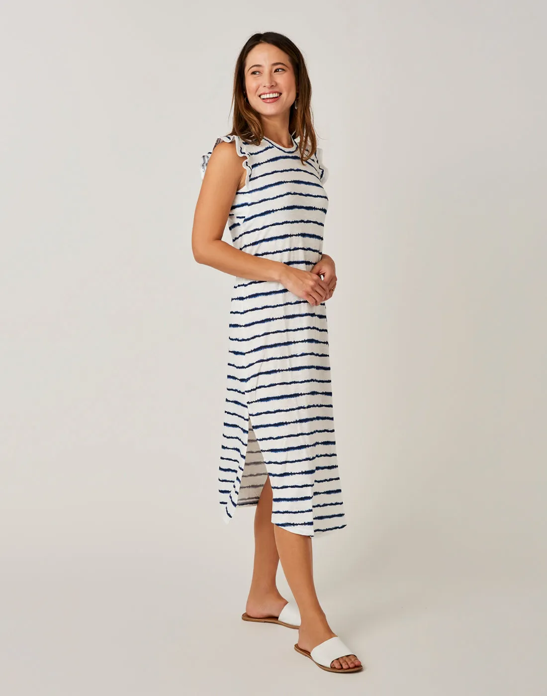 Maeve Dress: Navy Tie Dye Stripe - FINAL SALE