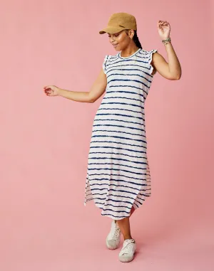 Maeve Dress: Navy Tie Dye Stripe - FINAL SALE