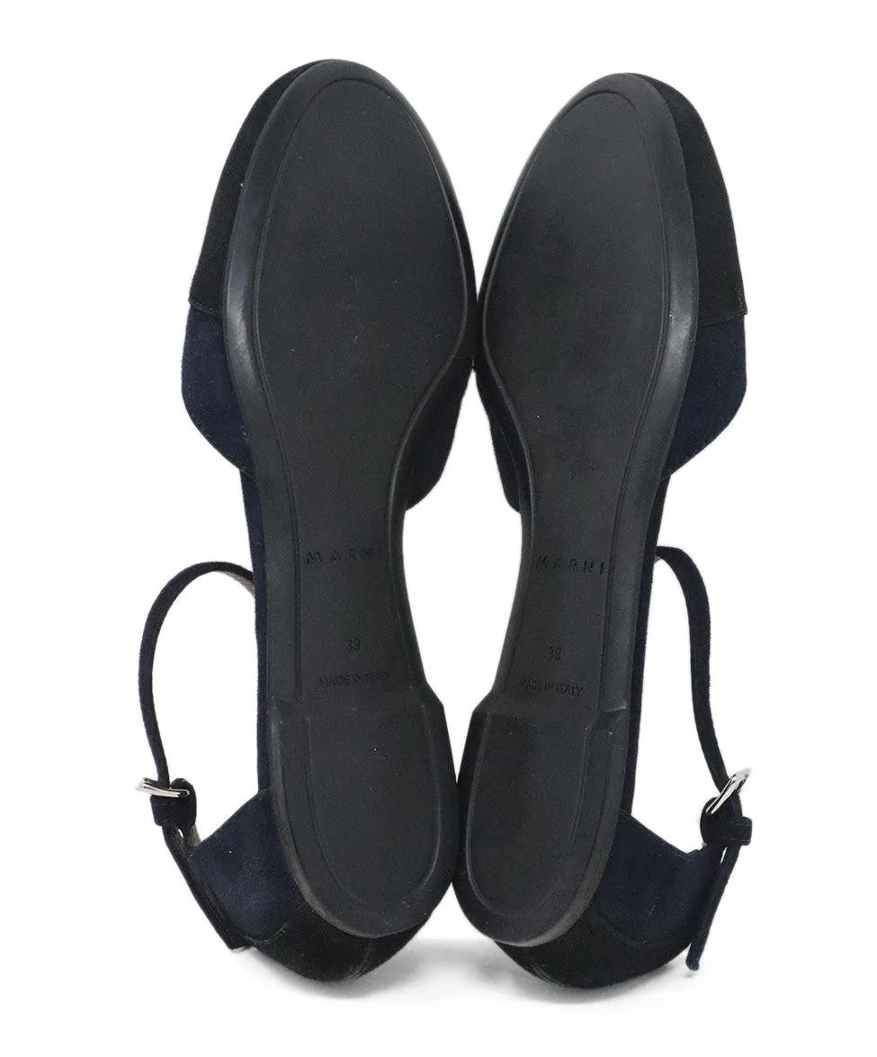 Marni Navy & Black Suede Flats sz 9