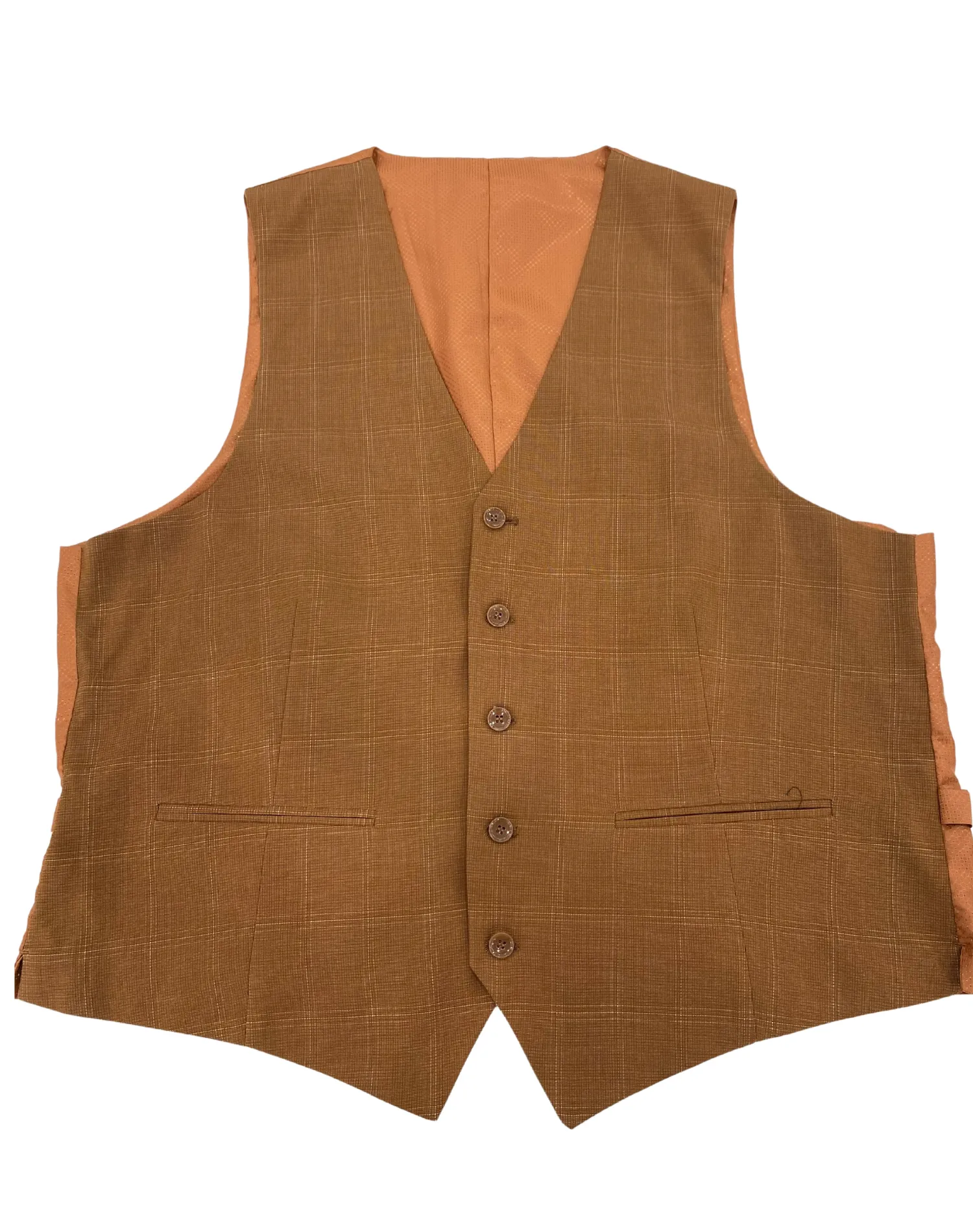 Mazari Windowpane Performance Stretch Vest - Rust Brown