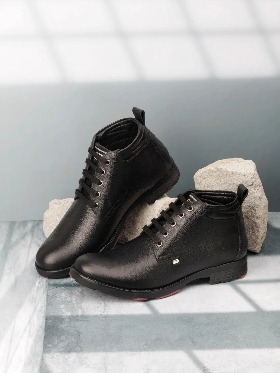 Stylish Mens Black Leather Ankle Boots - ID1073, Perfect for Any Occasion