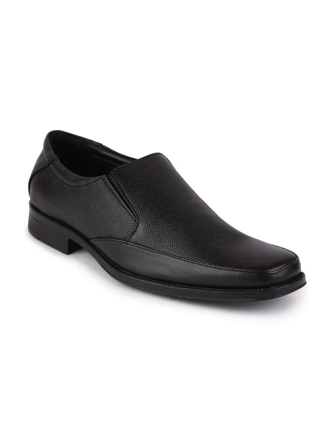 Men Black Plus Size Genuine Leather Formal Slip On Shoes