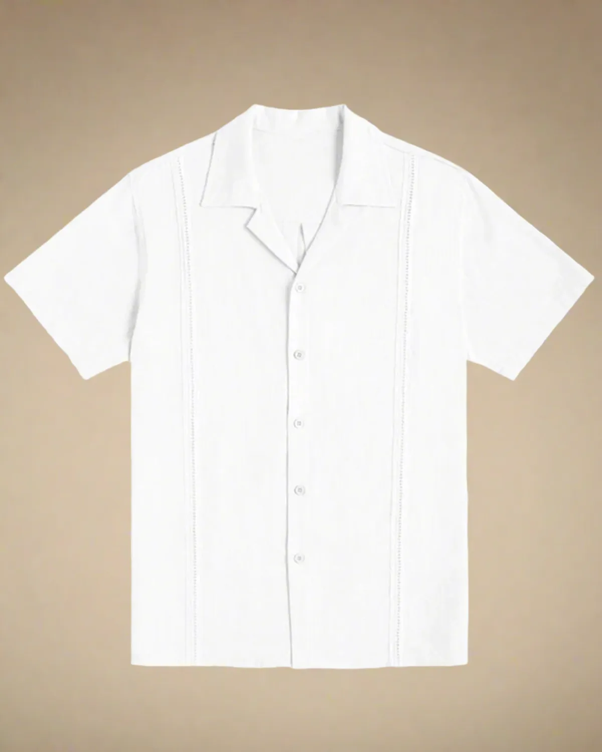 Men White Cuban Shirt - Guayabera Cuban Collar Shirt