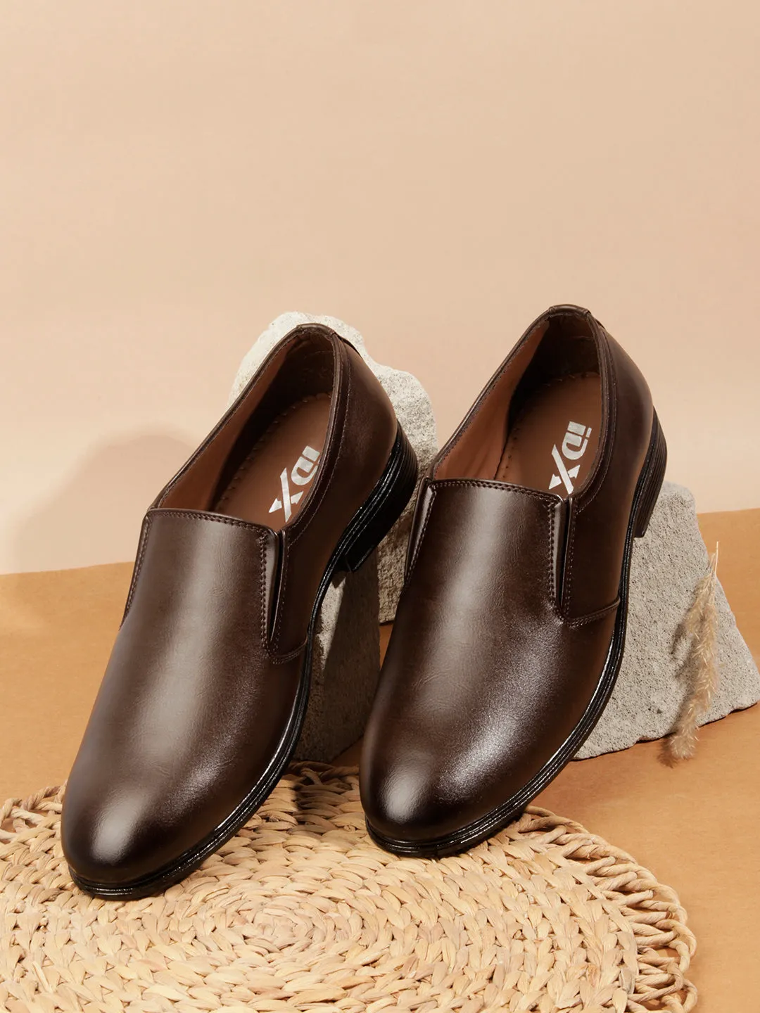 Men's Brown Round Toe Slip On Formal (IX1075)