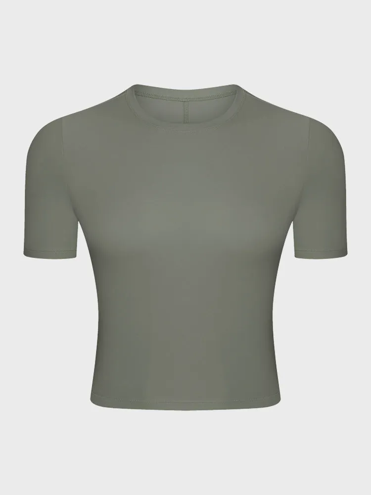 Nude Breathable Yoga Tee for Women