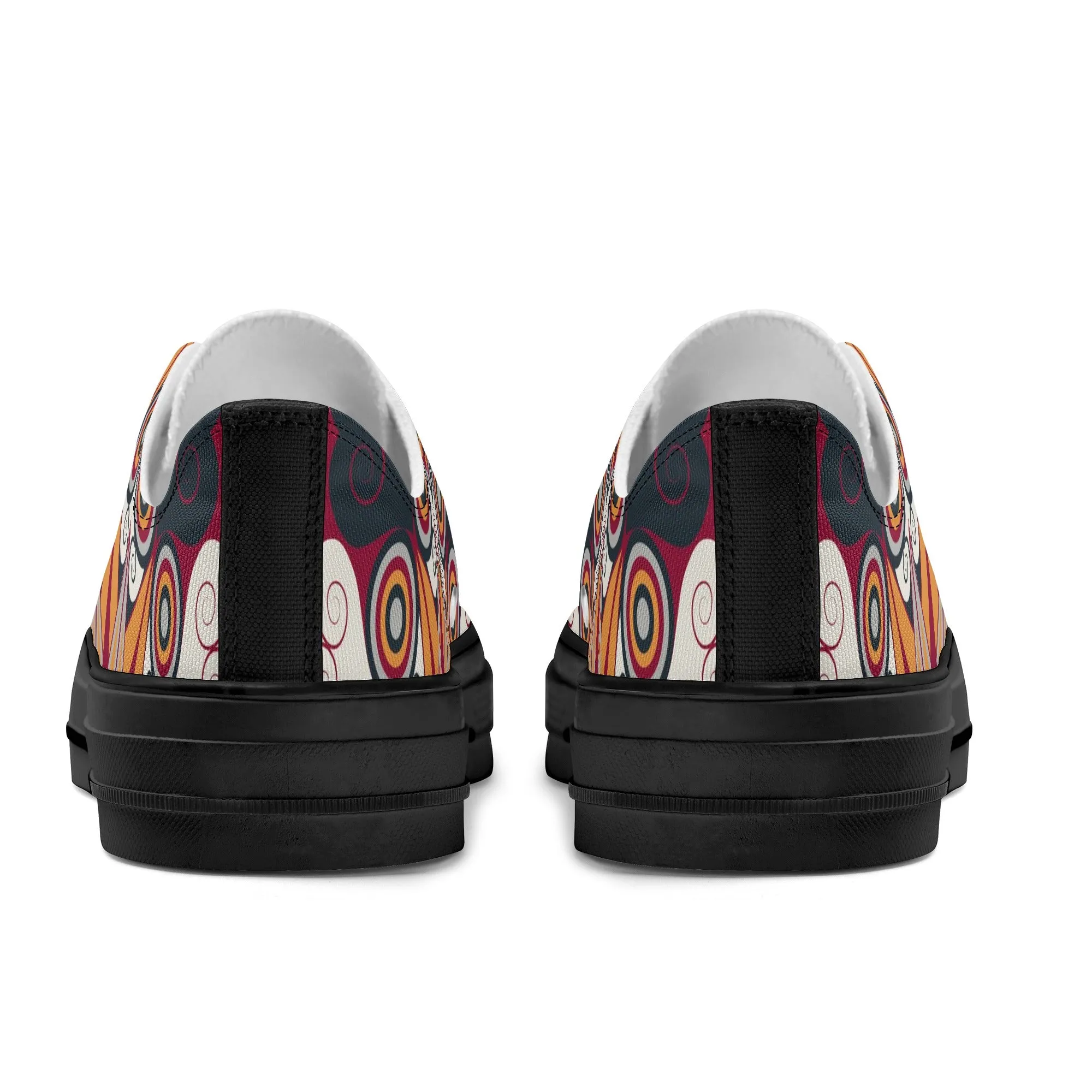 Orange, Red and Blue Mandala Pattern - Womens Classic Low Top Canvas Shoes for Footwear Lovers