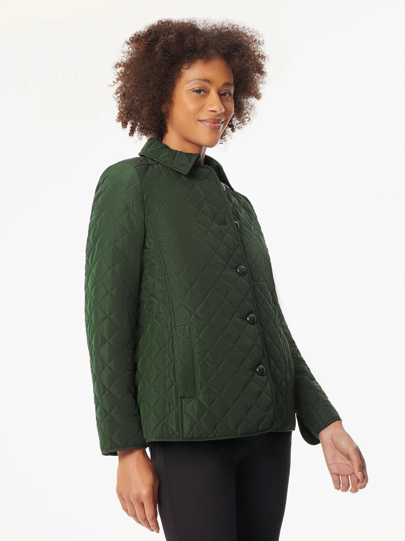 Petite Five-Button Quilted Jacket