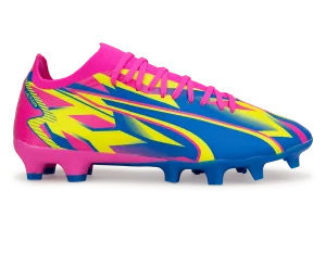 PUMA Men's Ultra Match Energy FG/AG Pink/Blue/Yellow