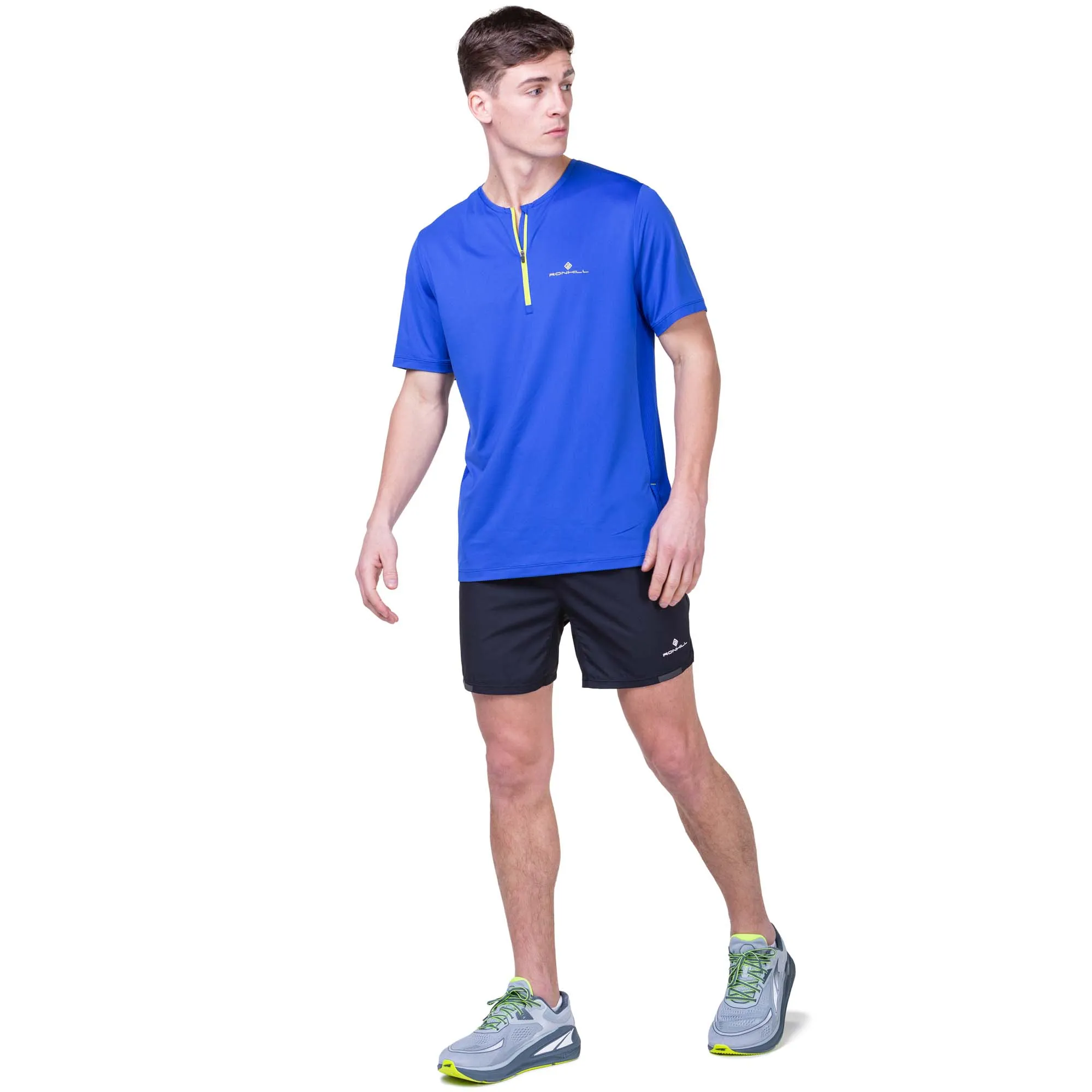 Ronhill | Men's Tech 1/2 Zip S/S Tee - Azurite/Citrus