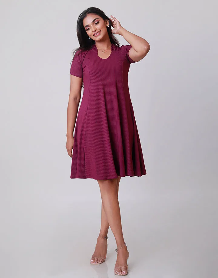 Short Sleeves Flared Dress