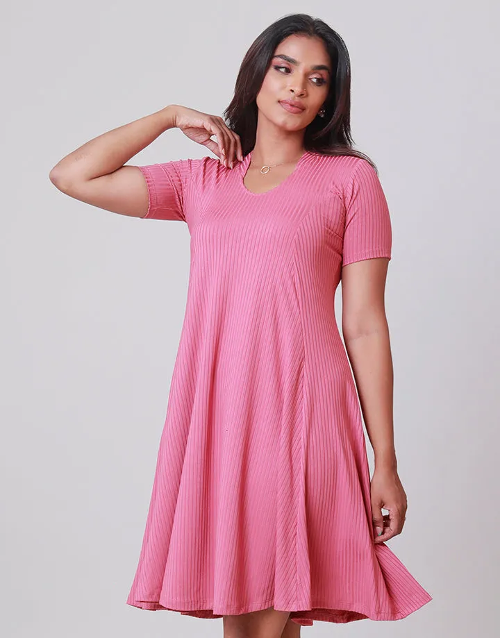 Short Sleeves Flared Dress