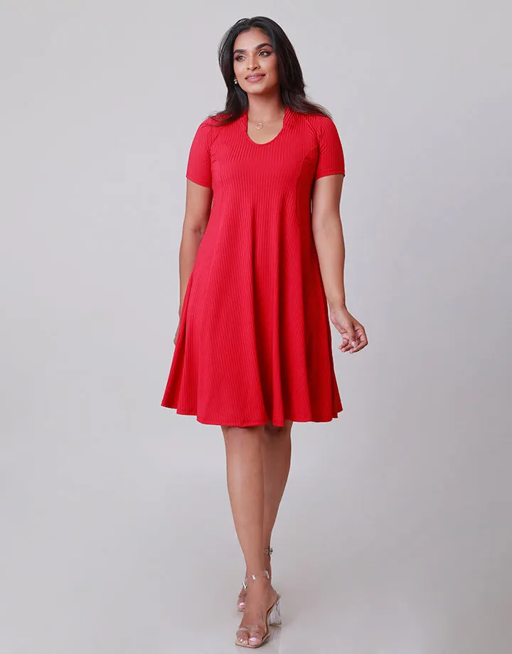 Short Sleeves Flared Dress