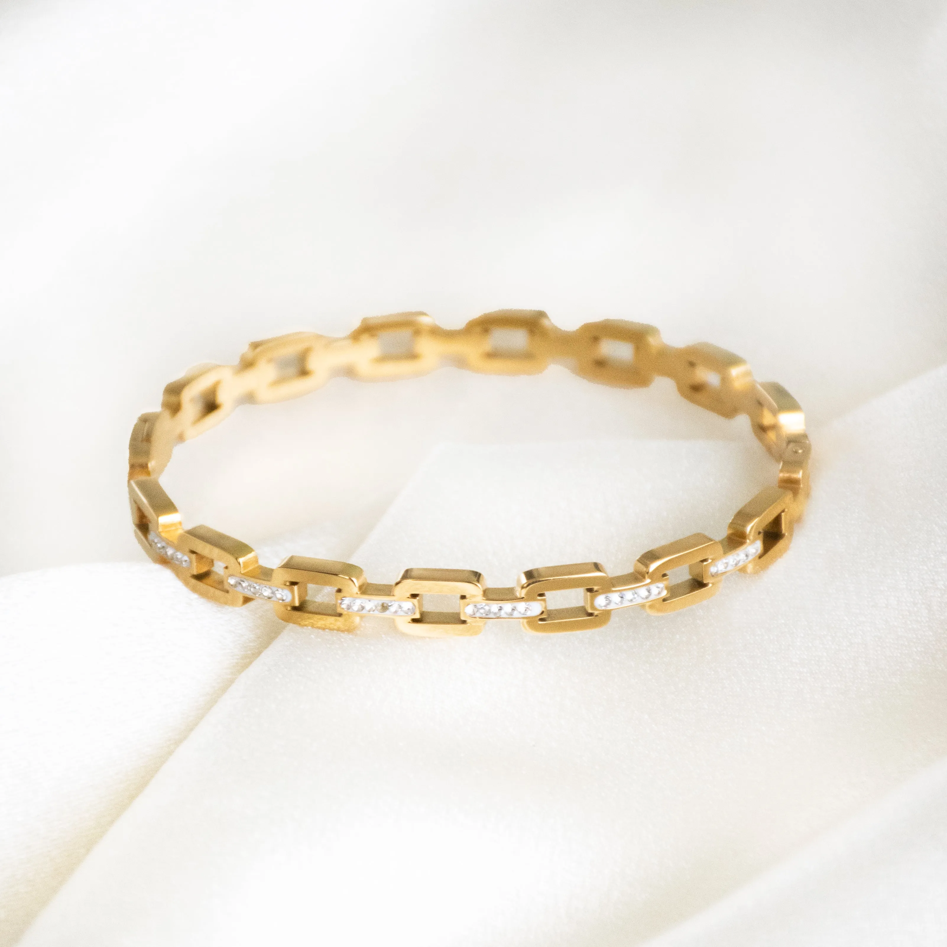 Studded Buckle Link Bangle