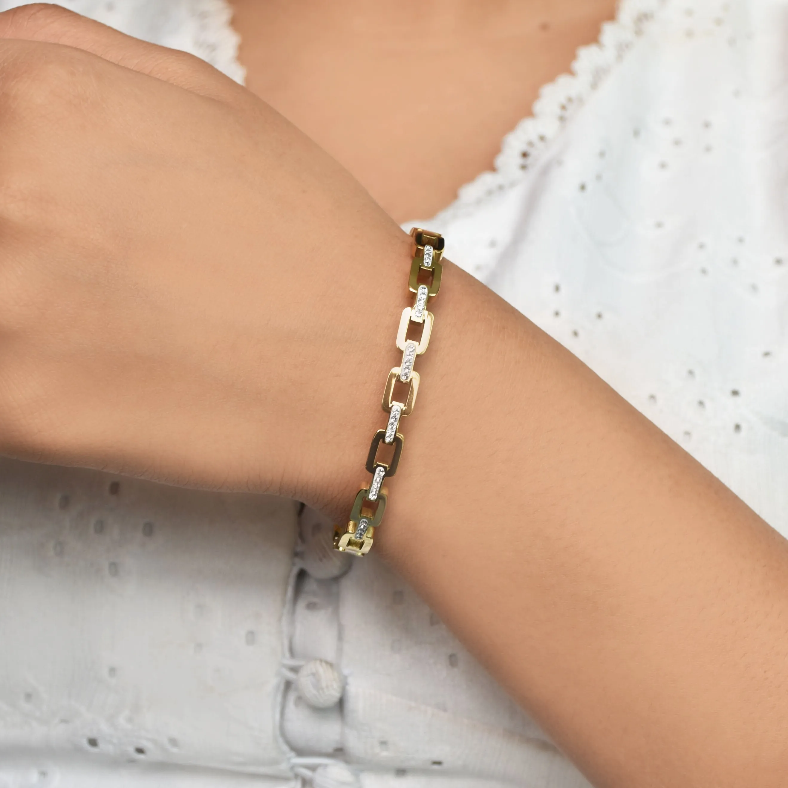 Studded Buckle Link Bangle