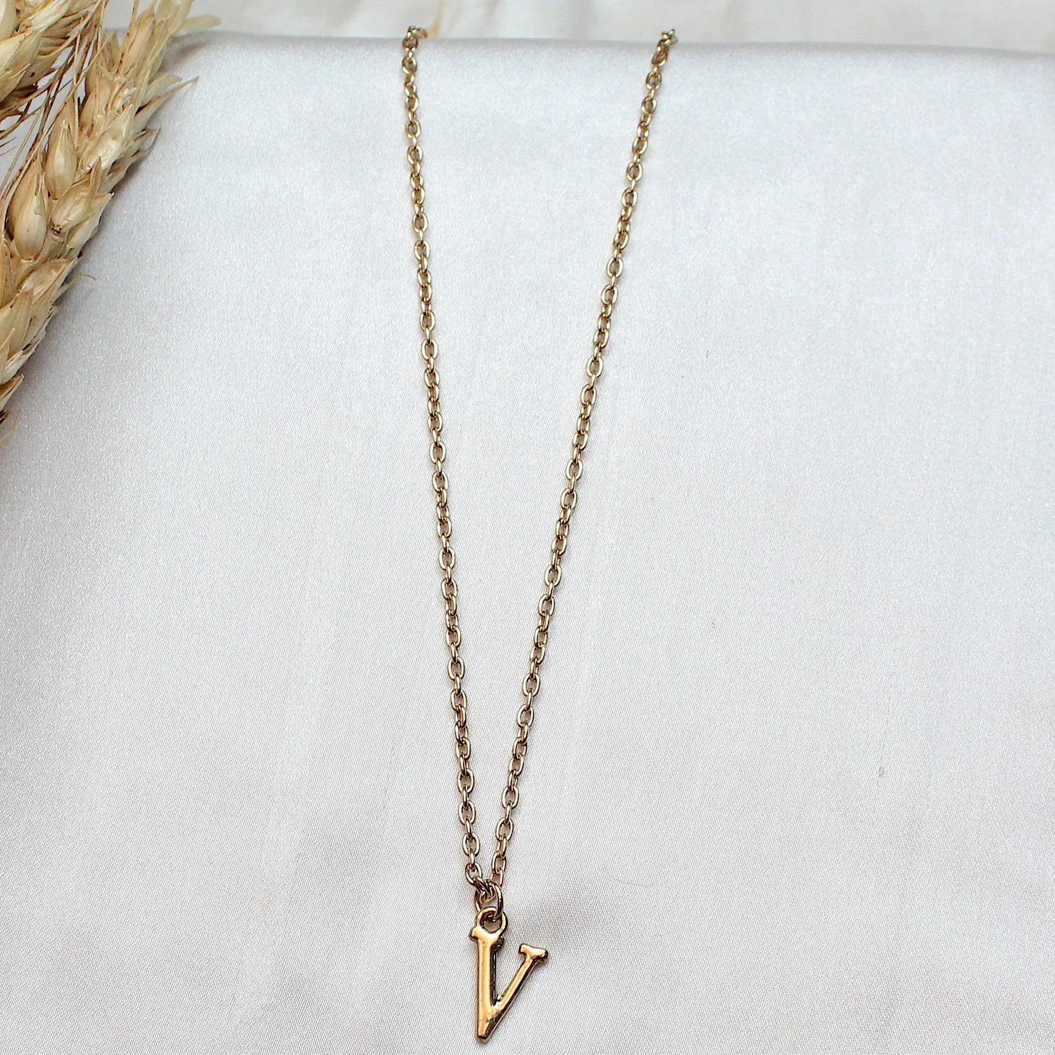 TFC Small Letter V - Gold Plated Pendant Necklace