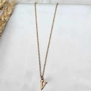 TFC Small Letter V - Gold Plated Pendant Necklace