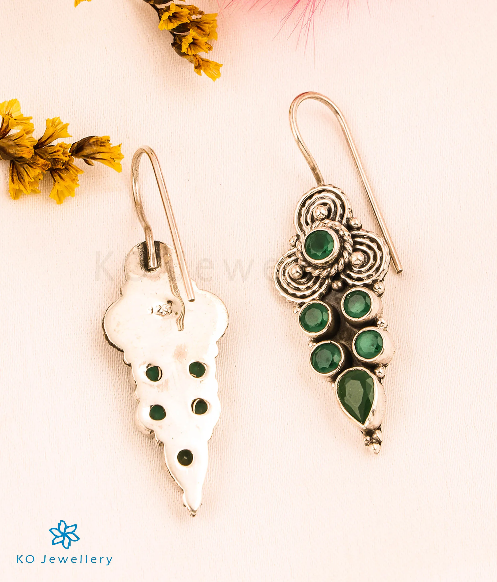 The Tamara Silver Gemstone Earrings (Green)