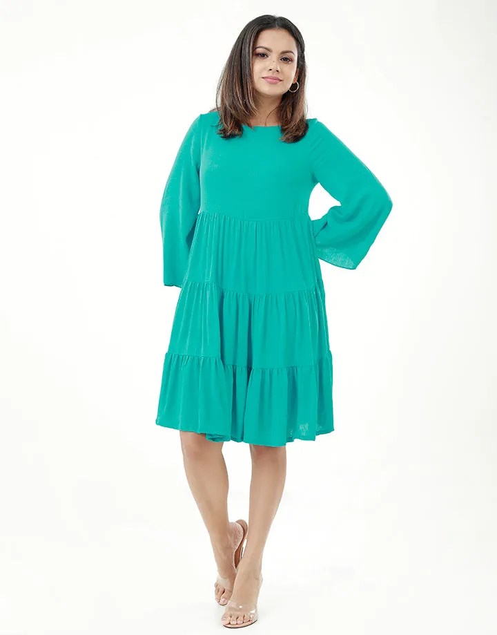 Tiered Dress with Flared Sleeves