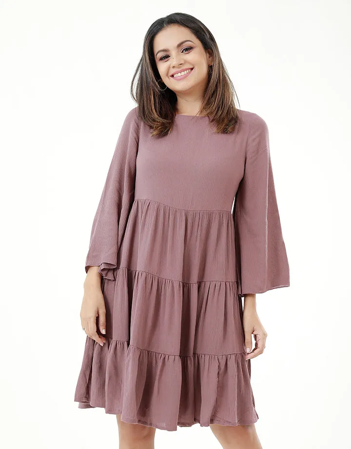 Tiered Dress with Flared Sleeves