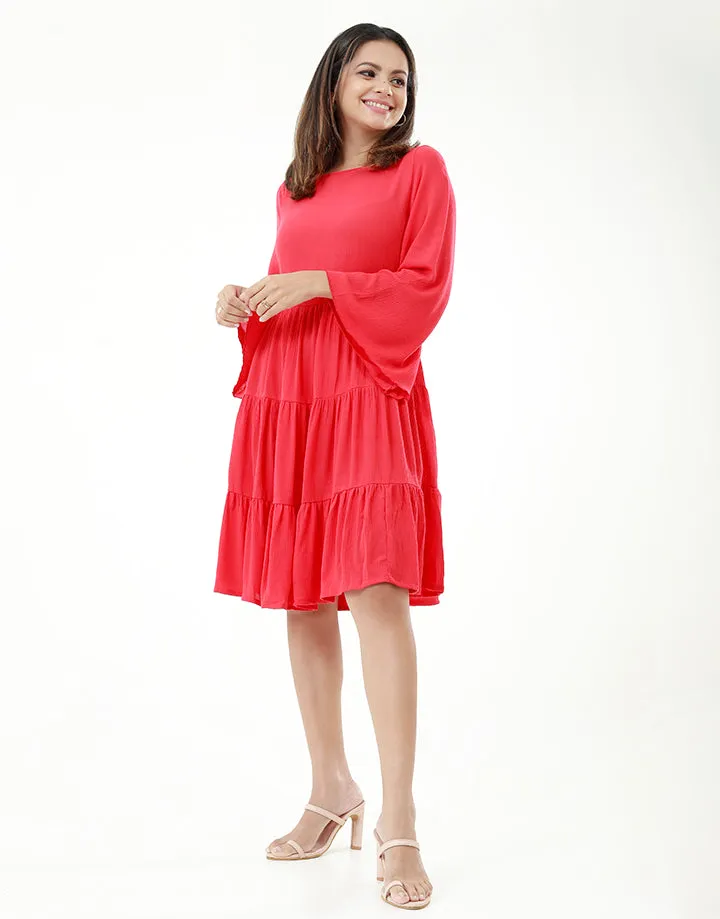 Tiered Dress with Flared Sleeves