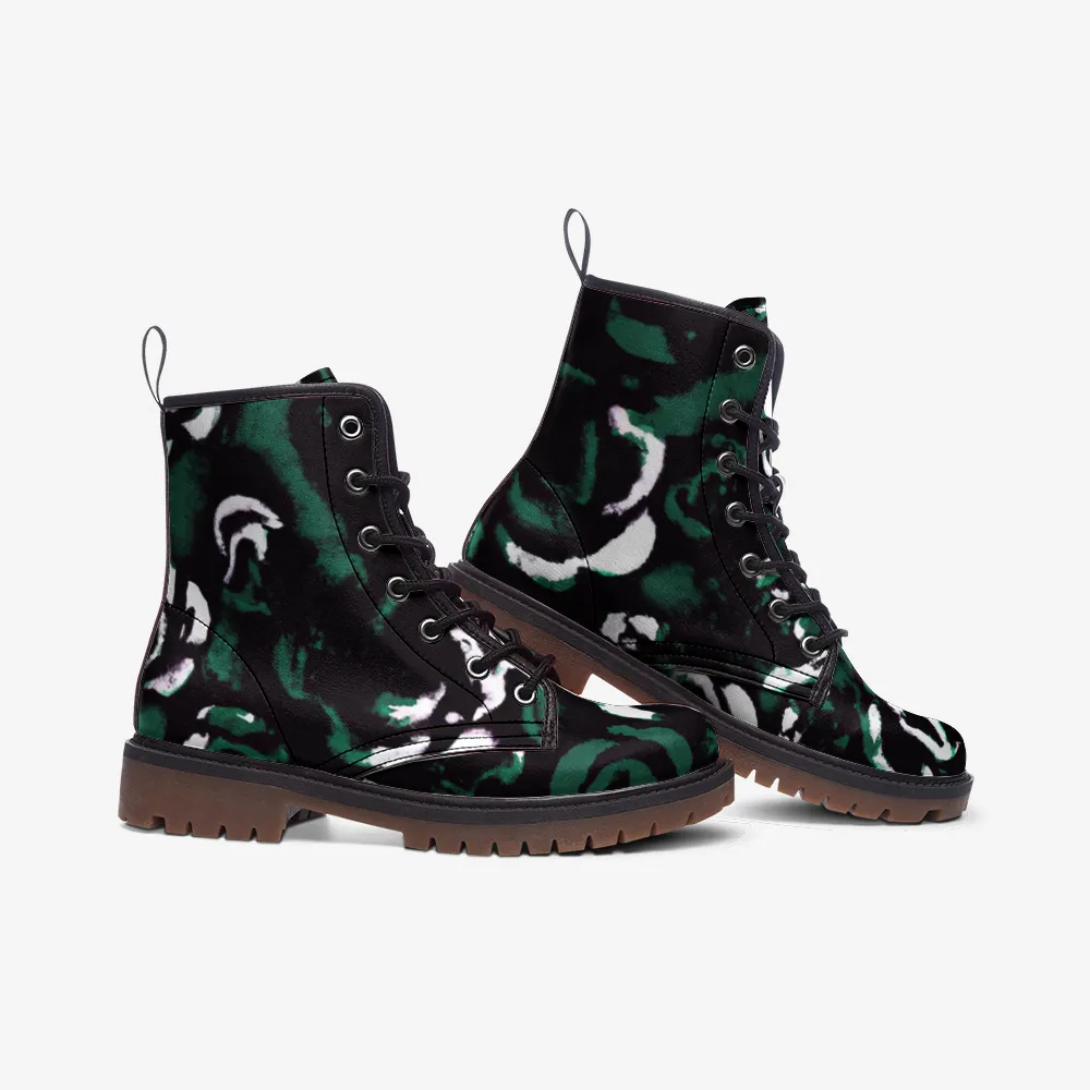 Vampire Art Grunge Green Roses Casual Leather Lightweight Boots - US sizes