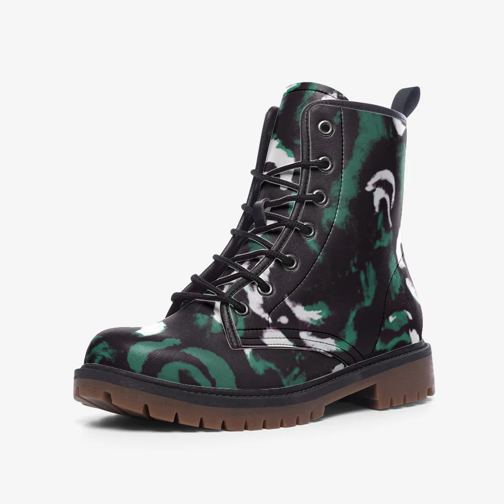 Vampire Art Grunge Green Roses Casual Leather Lightweight Boots - US sizes