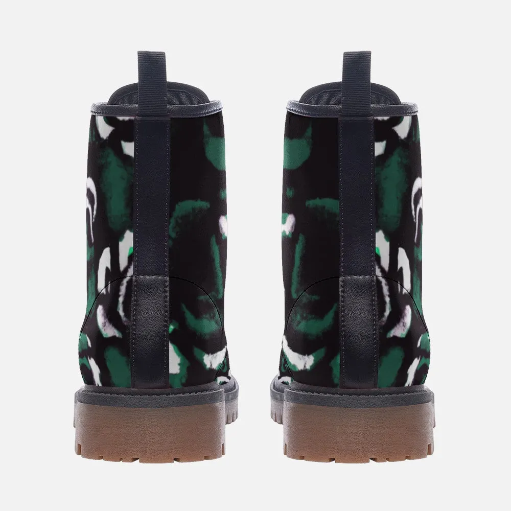 Vampire Art Grunge Green Roses Casual Leather Lightweight Boots - US sizes