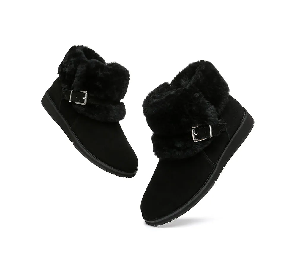 Women Ankle Boots Sheepskin Flat Fashion Boots Colette