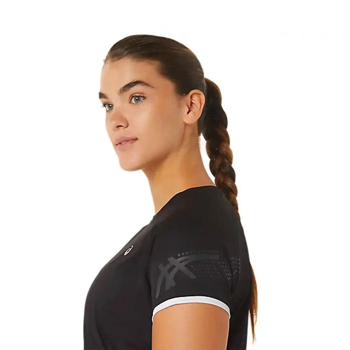 Womens ASICS x Run Club Icon Short Sleeve Top - Performance Black