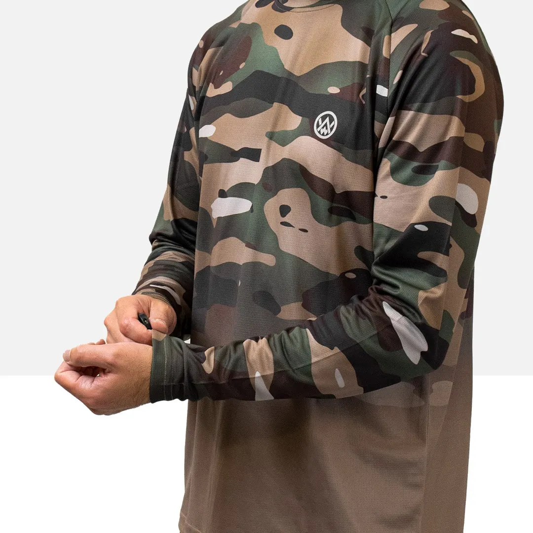 Woodland Camo Long Sleeve MTB Jersey