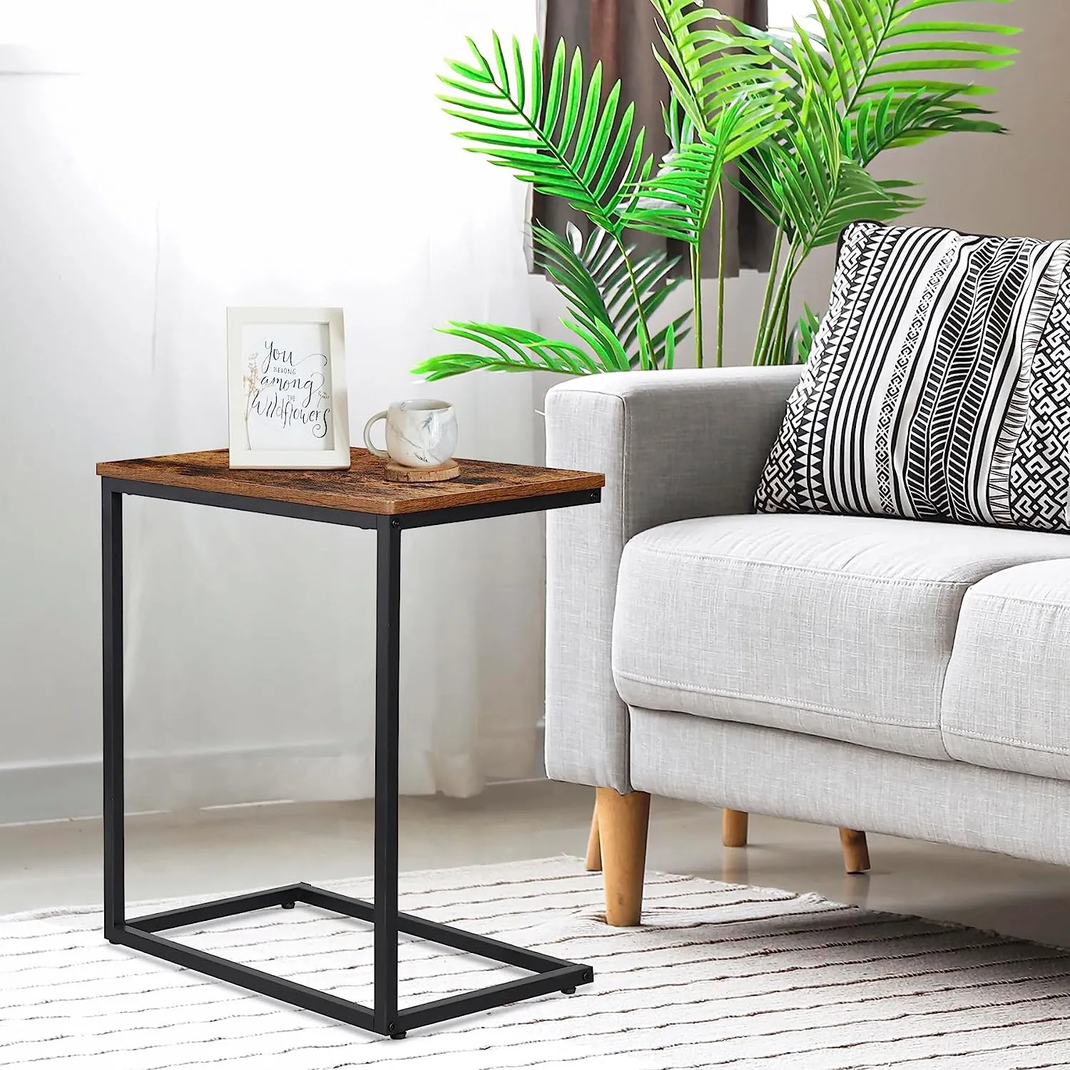 ZENY™ C-Shaped End Table, Side Table for Couch, Sofa and Bed, TV Tray, Desktop C Table for Living Room, Bedroom