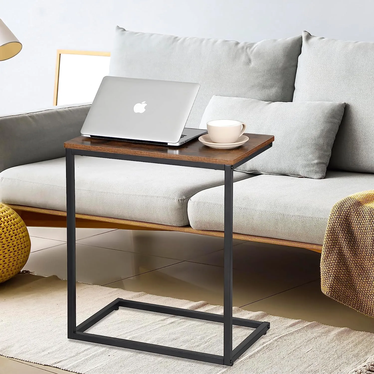 ZENY™ C-Shaped End Table, Side Table for Couch, Sofa and Bed, TV Tray, Desktop C Table for Living Room, Bedroom